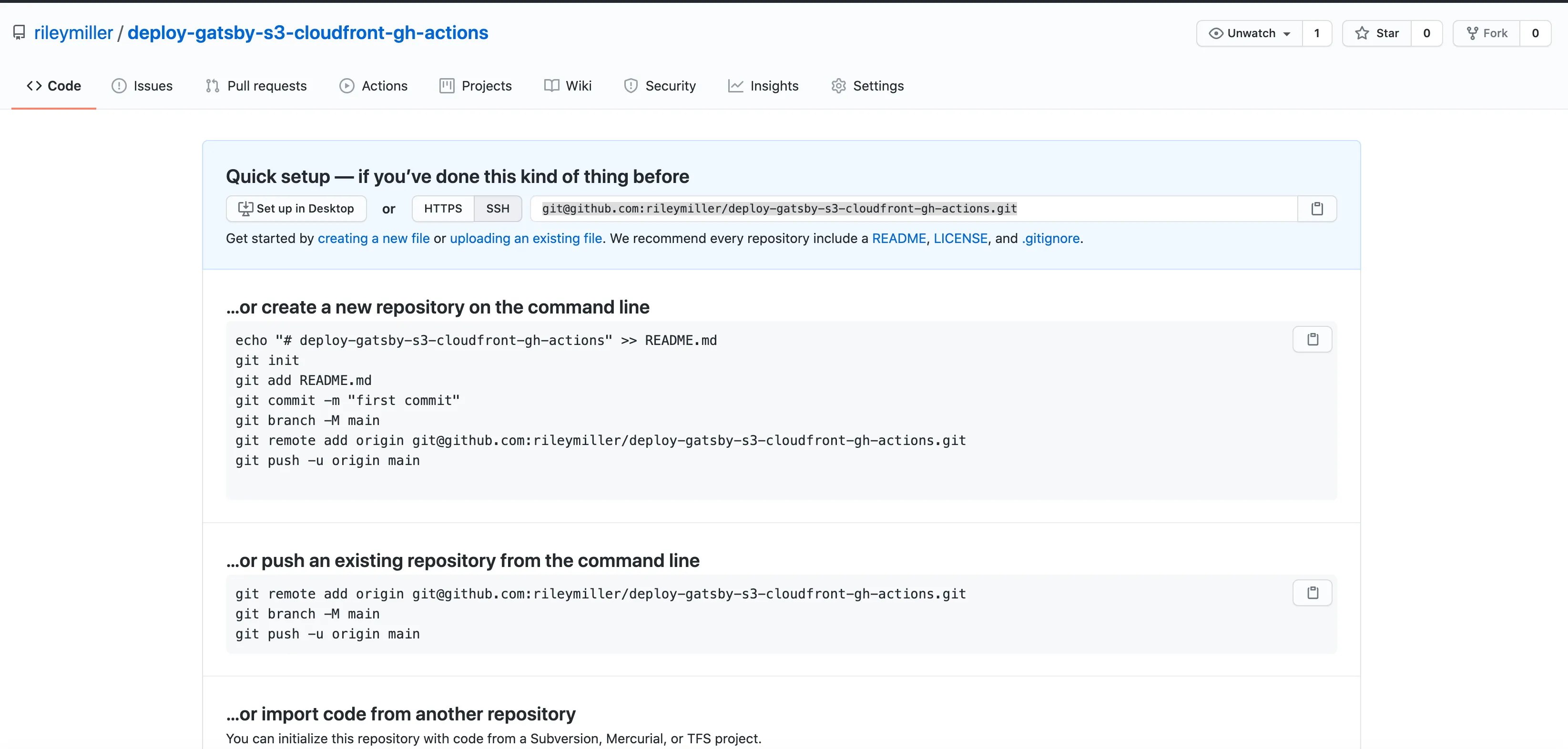 GitHub new repo UI
