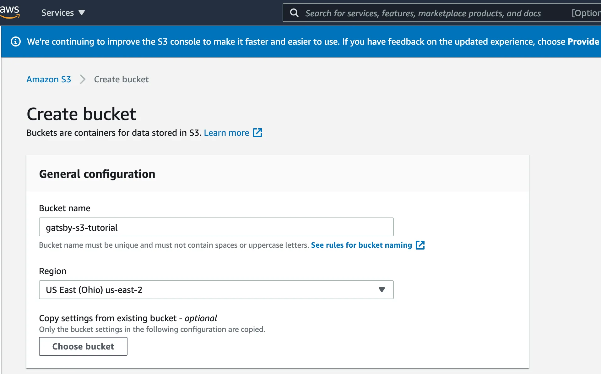 S3 General Configuration